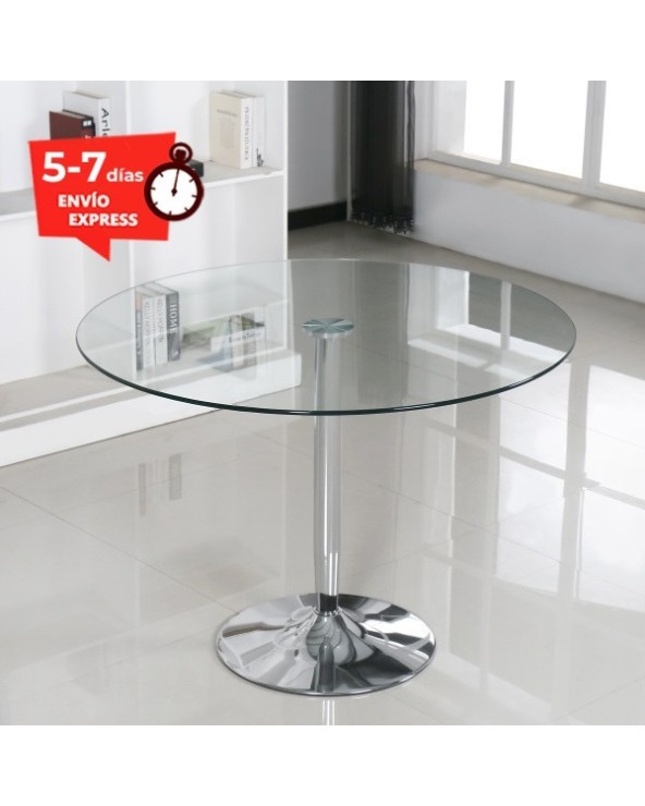 Mesa Redonda de Cristal Celia 110CM - MerkaHome