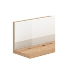 Mueble de TV con cajones roble y cristal blanco 188cm Mónaco