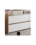 Mueble de TV con cajones roble y cristal blanco 188cm Mónaco