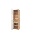 Mueble de salón roble artisan y cristal blanco 328 cm Mónaco