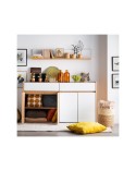Aparador roble artisan y cristal blanco 165 cm Mónaco