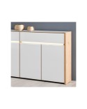 Aparador roble artisan y cristal blanco 165 cm Mónaco