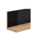 Mueble de TV con cajones roble y cristal negro 188 cm Montecarlo