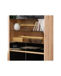 Vitrina baja 4 puertas roble y cristal negro 85 cm Montecarlo