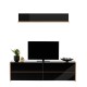 Mueble de TV con cajones roble y cristal negro 188 cm Montecarlo