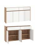 Aparador roble artisan y cristal blanco 165 cm Mónaco