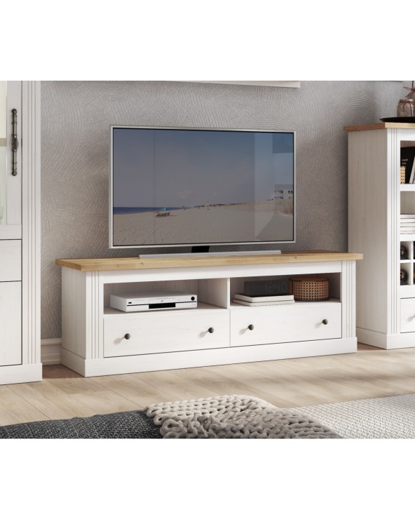 Mueble de TV 153 cm blanco y roble Gibbons