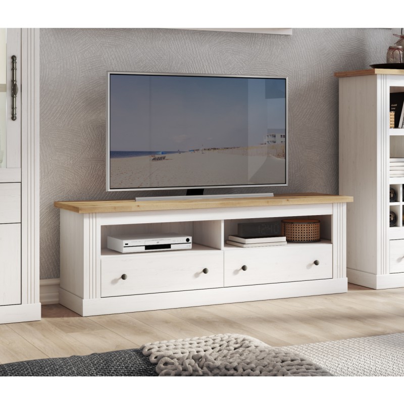 Mueble de TV 153 cm blanco y roble Gibbons
