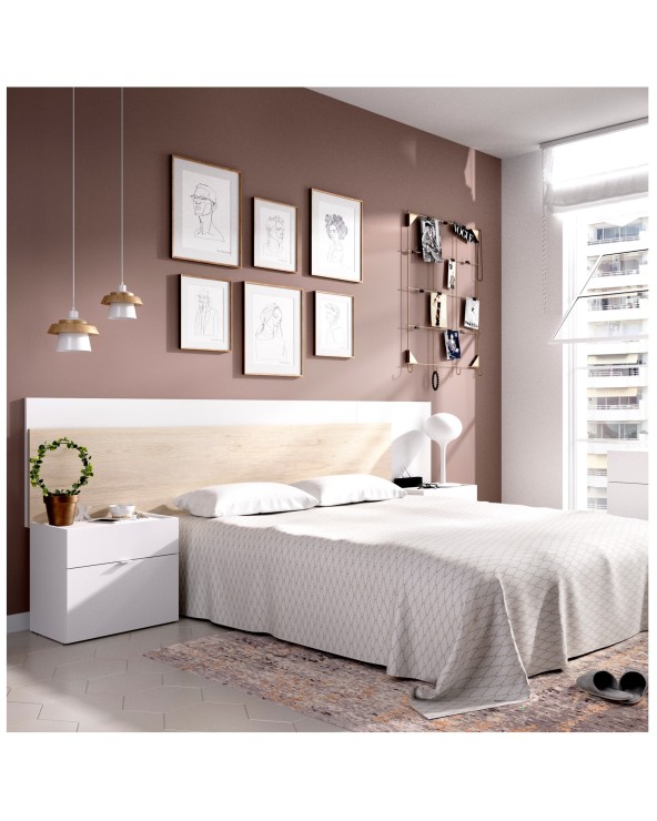 DORMITORIO MATRIMONIO 236 CM ANAHÍ BLANCO BRILLO/NATURAL O BLANCO BRILLO/GRIS