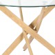 Mesa redonda de cristal de 110cm Celia detalle de las patas color madera