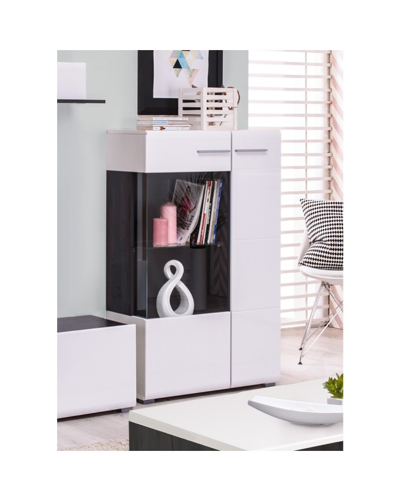 Vitrina baja 2 puertas blanca y negra 78 cm Venecia