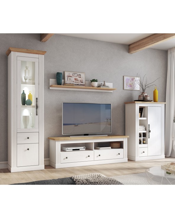 MUEBLE SALÓN BLANCO Y ROBLE 293 CM GIBBONS