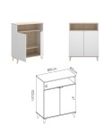 Mueble auxiliar cocina blanco y natural 80 cm Tanzania