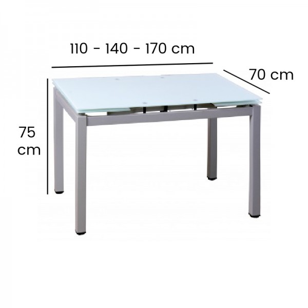 Mesa cocina extensible cristal blanco BIO