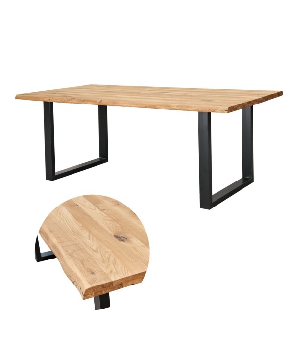 Mesa comedor fija madera y patas negras Katia