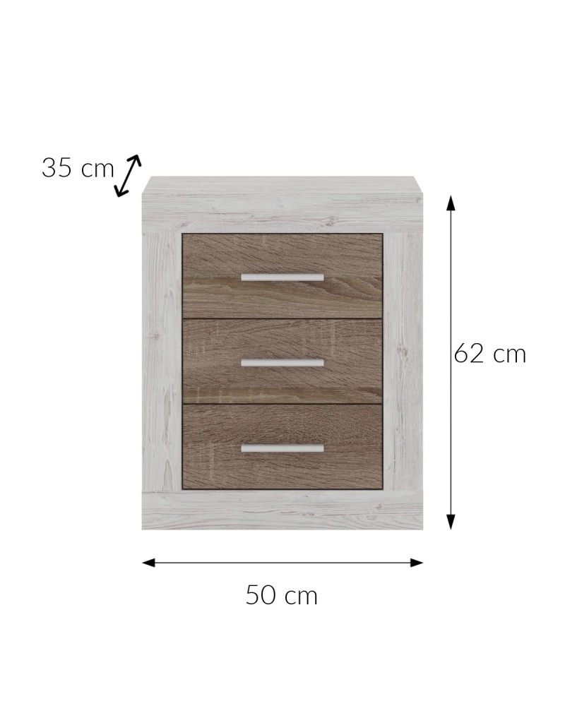 Mesilla de noche 50 cm blanco artic y trufa Zeus (pack 2)