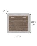 Cómoda dormitorio blanco y trufa 98 cm Zeus