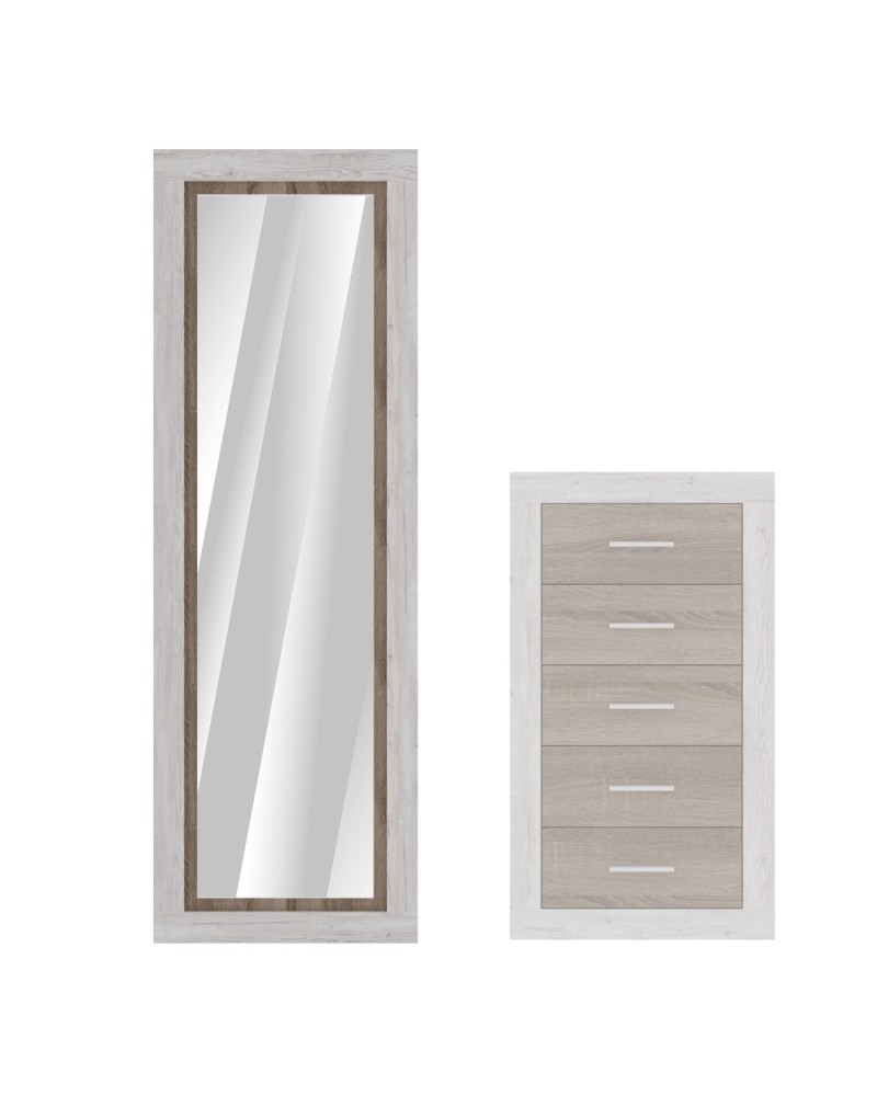 Espejo vestidor blanco artic y trufa 60x180 cm Zeus