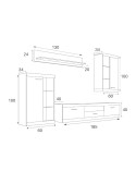 MUEBLE DE SALÓN COLOR CEMENTO Y BLANCO 255 CM OXFORD