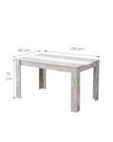 Mesa comedor fija cemento y blanco 135x80 cm Limens