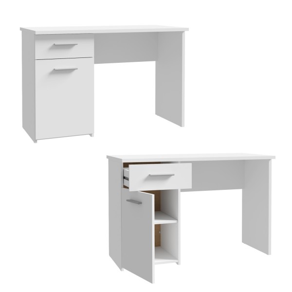 Mesa de escritorio con estante Double color blanco de 110x136x50cm
