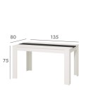 Mesa de comedor fija 135x80 cm blanco y negro Nerga