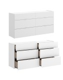 CÓMODA DOBLE 6 CAJONES BLANCO BRILLO 120 CM GOLETA