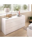 CÓMODA DOBLE 6 CAJONES BLANCO BRILLO 120 CM GOLETA