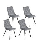 Silla tapizada tela velvet gris Dublin (pack 4)