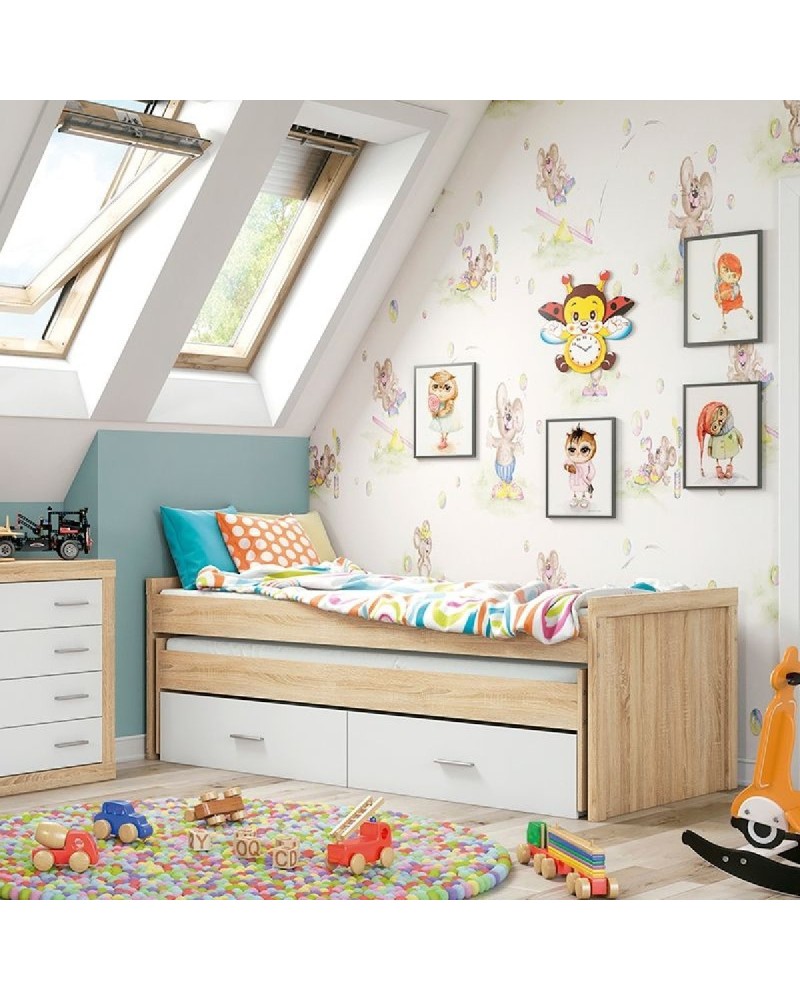 Cama infantil de 90x190cm compacta con cajones o cama nido