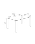 Mesa comedor fija cristal y patas blancas 150x90 cm Huesca