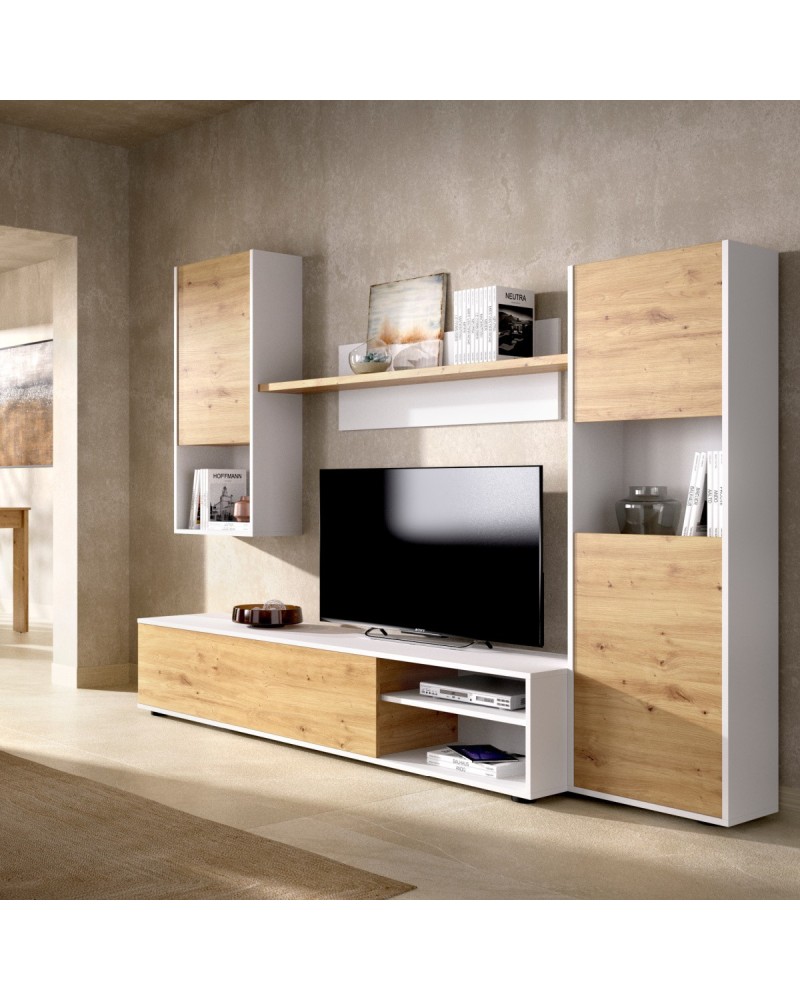 dinámica principal A veces Mueble Salón Blanco y Nordic 220cm Moon - MERKAHOME.COM