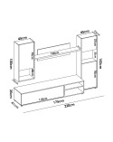 Mueble salón blanco y nordic 220 cm Moon