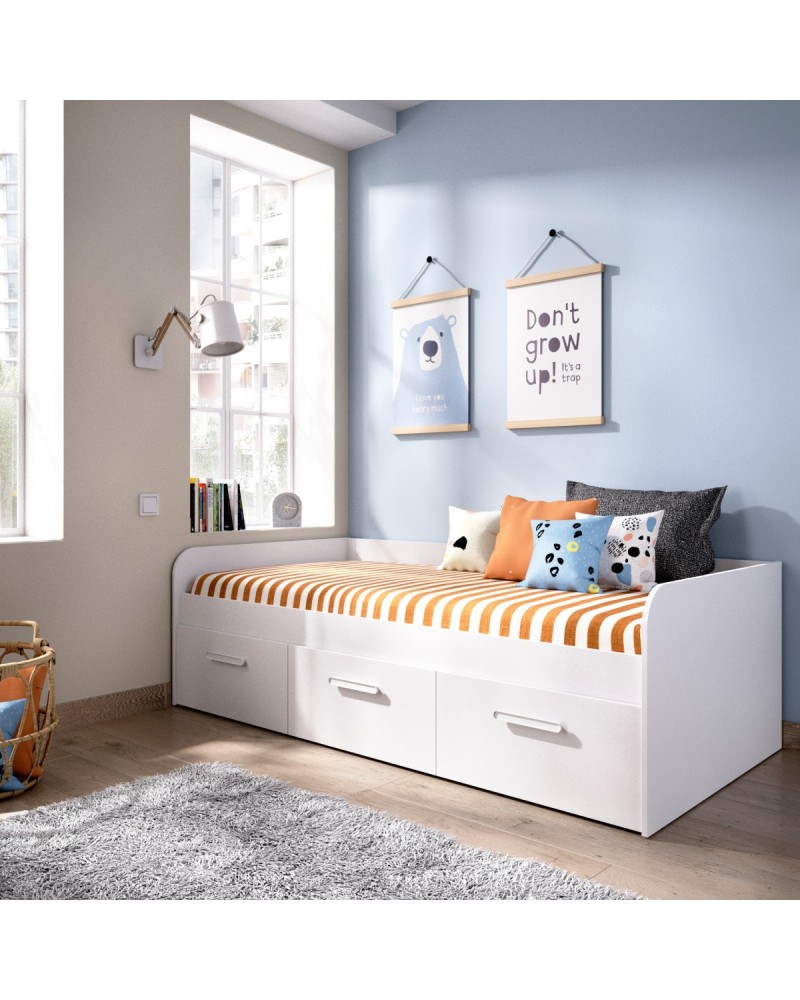 Cama nido infantil con 3 cajones y escalera