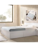 CAMA CANAPÉ 150 CM CON 4 CAJONES EN BLANCO BRILLO O NATURAL ANAHÍ