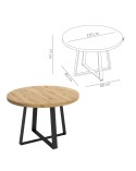 Mesa comedor redonda 120 cm con patas metálicas Domy