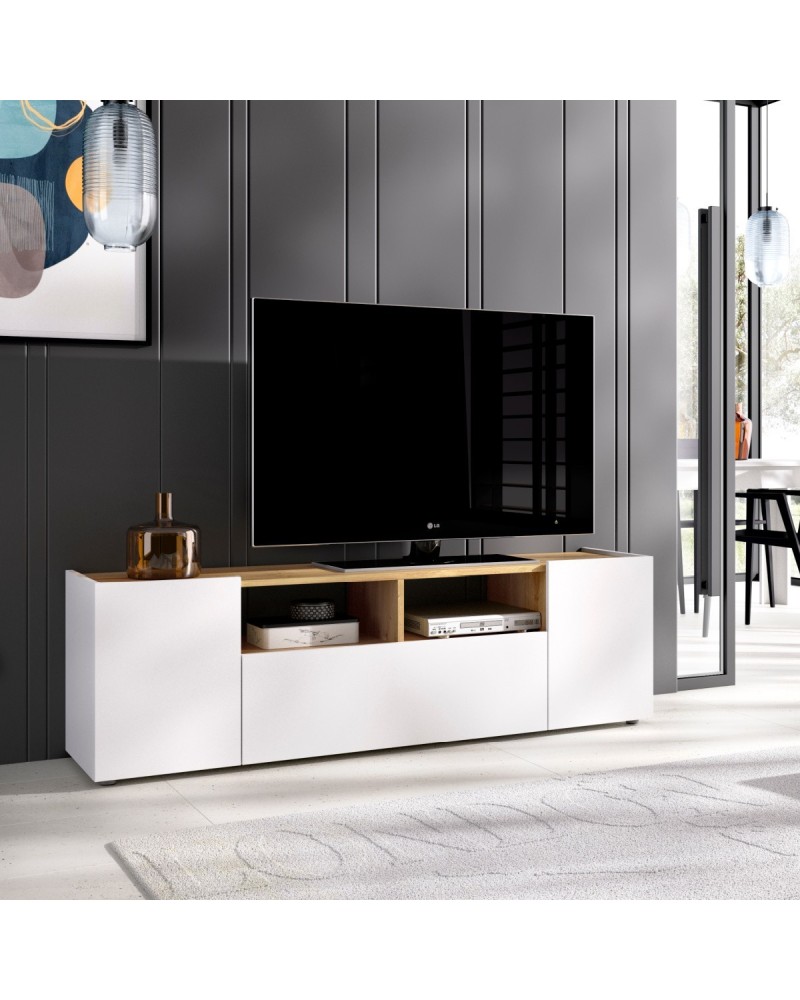 Mueble TV 140 cm Blanco y Nordic Idoia 