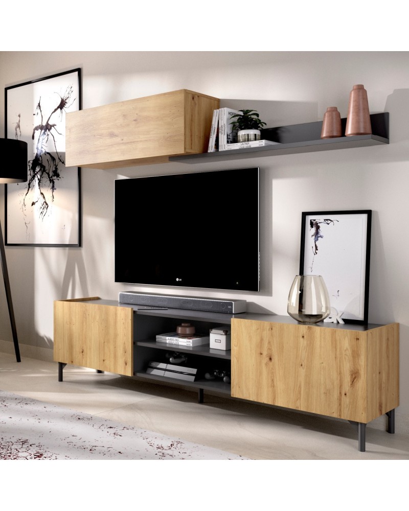 Mueble salón 180 cm nordic grafito Sawn