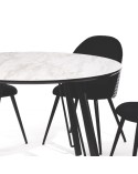 Mesa comedor redonda 120cm gris y negro Amil