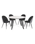 Mesa comedor redonda 120cm gris y negro Amil