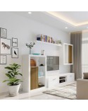 Mueble salón blanco y roble 270 cm María