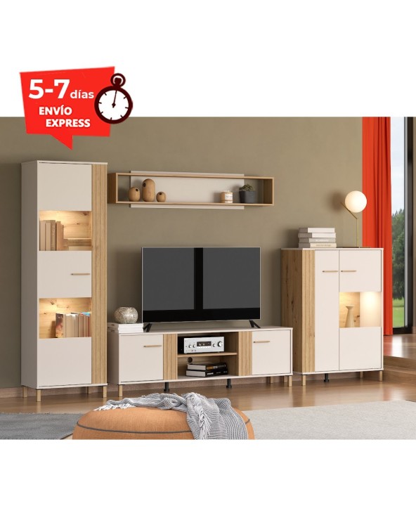 Mueble de salón cashmere y roble 308 cm Nantes