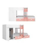 CAMA TREN 271 CM CON CAJONES Y ARMARIO FINN