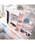 CAMA TREN 271 CM CON CAJONES Y ARMARIO FINN