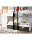 CAMA TREN 271 CM CON CAJONES Y ARMARIO FINN