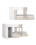 CAMA TREN 271 CM CON CAJONES Y ARMARIO FINN