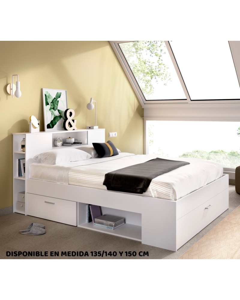 Cama matrimonio con cabecero y almacenaje Space