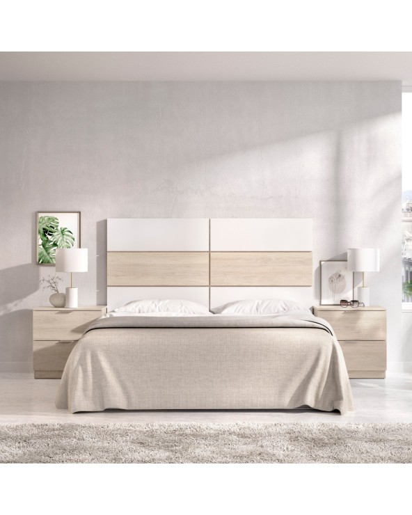 Cabecero con mesillas blanco y natural 259 cm Orion