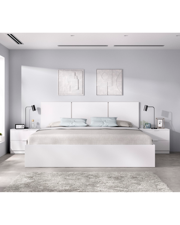 Cabecero con mesitas y aro de cama blanco  257cm Cuba