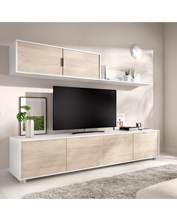 Mueble de Salón Blanco y Natural 200cm Callao